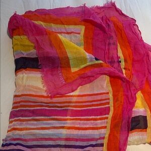 Tommy Hilfiger Pink and Orange Striped Scarf